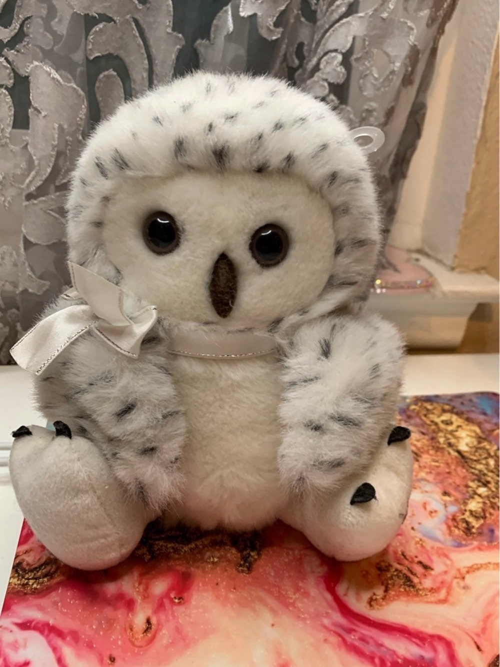 Russ Snowy Owl Plush - White & Gray with Blue Tag 2006